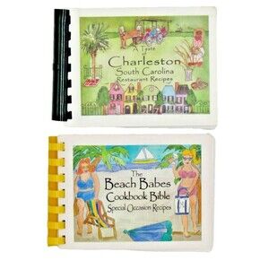 Spiral Cookbooks Y2K  A Taste of Charleston & Beach Babes Cookbook Bible Recipes